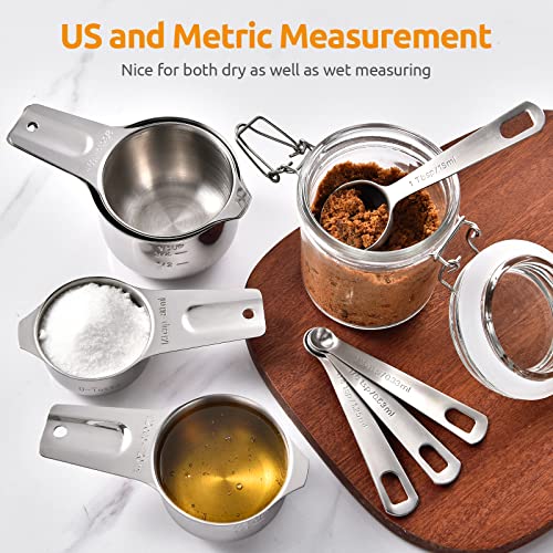 Measuring Cups and Spoons Set of 15 (Silver)
