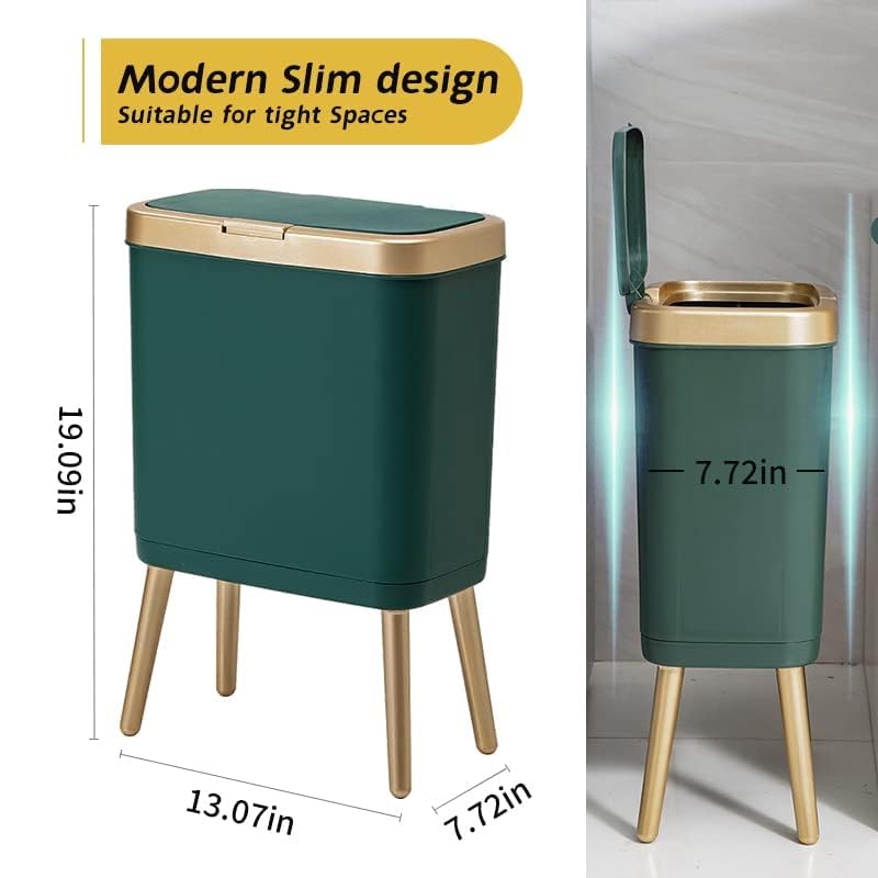 Green Bathroom Trash Can with Lid (Green)