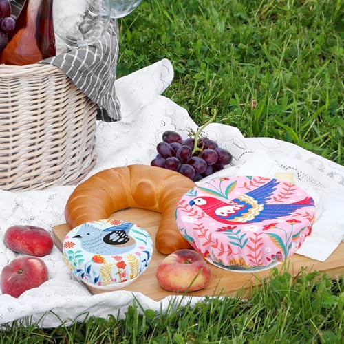 5 Pieces Bowl Covers Reusable (Floral Bird)