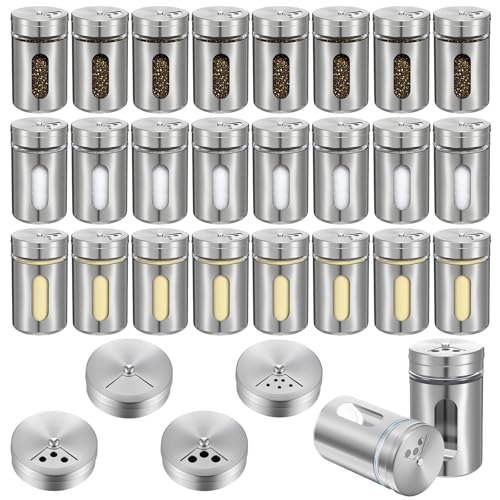 24 Pcs Stainless Steel Spice Jars with Shaker Lids