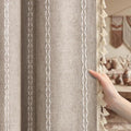 Khaki Brown Boho Blackout Curtains 2 Panels with Tassels 52W X 70L (Khaki Brown / 52"W x 70"L (Pack of 2))