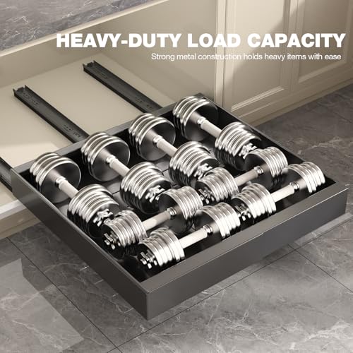 2 Pack Pull Out Cabinet Organizer 22" Deep (Black / 22"D x 12.3"-20.5"W(2Pack))