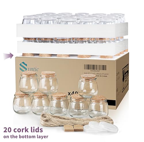 40 Pack 7oz Small Glass Jars with Cork Lids