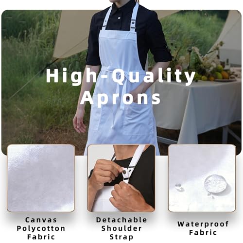 Chef Men Canvas Waterproof Apron Pocket 4251GB (1 Pack / White)