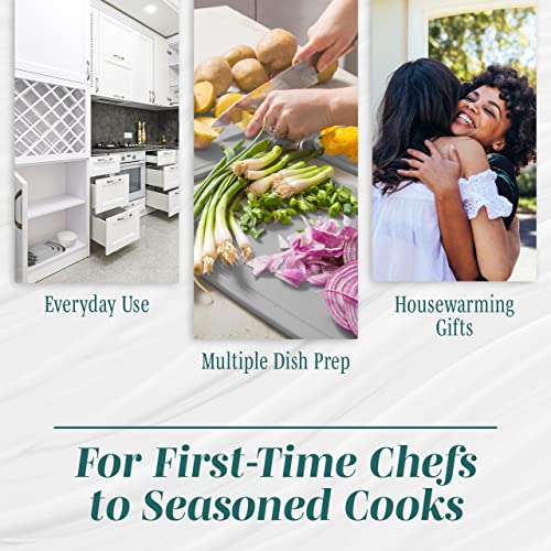 Cutting Boards for Kitchen (15.4"L x 11.1"W / Gray on Gray)
