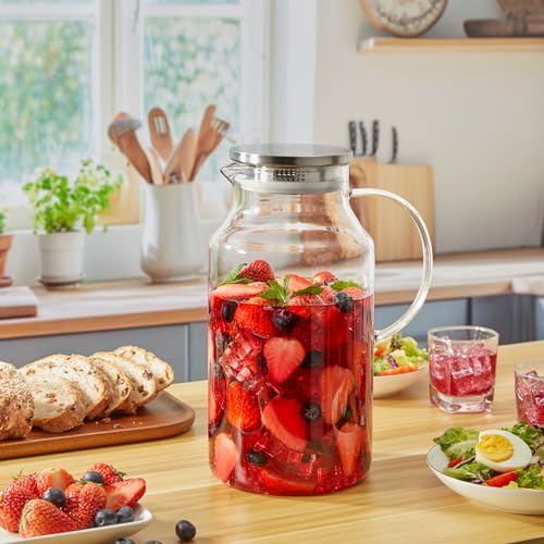 1 Gallon Glass Pitcher with Lid and Handle (128OZ-1 PACK / Clear)