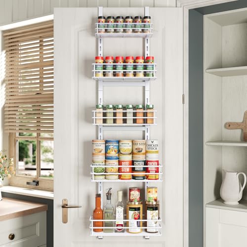 5 Tier Narrow Pantry Door Organizer (White-5)