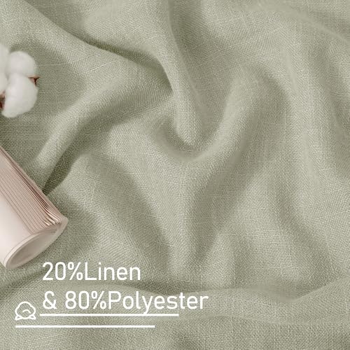 Linen Semi Sheer Curtains 63 inch Length 2 Panels for Living Room (34"W x 63"L (Pack of 2) / Sage Grey)