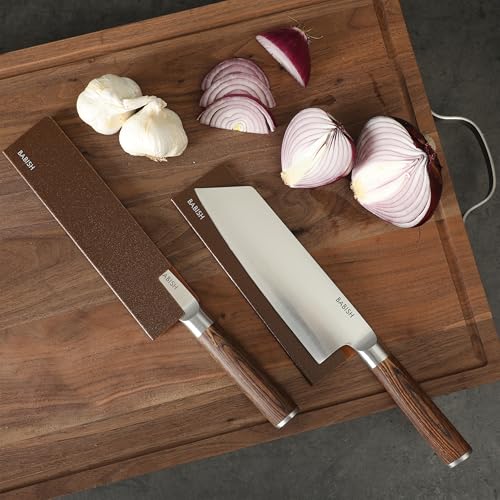 14 Piece Full Tang Forged Dark Pakka Wood Kitchen Knife Set (Stainless Blade/Dark Pakka Wood Handle / 14-Piece Set w/ Protective Sheaths)