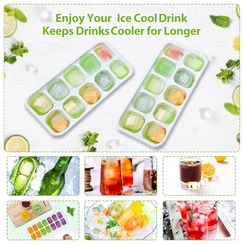 Ice Cube Tray with Lids (Green / 4Pack-7.2"*4.1"*1.3")