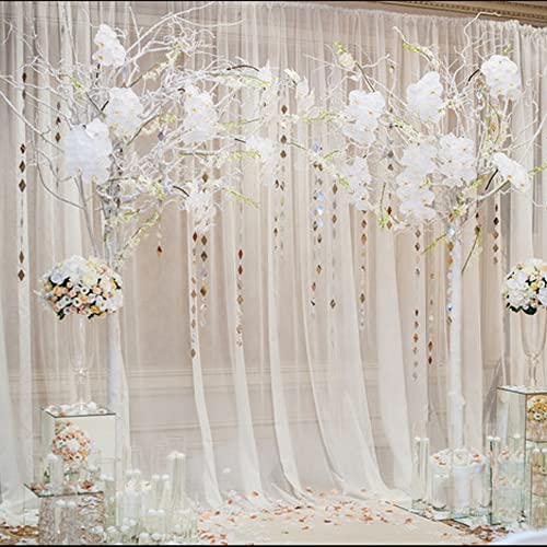 Ivory Sheer Scarf Valances for Windows 216 Inch Extra Long (Ivory / 42"W x 216"L (Pack of 2))