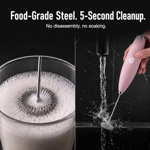 Milk Frother Handheld (Pink / Classic)