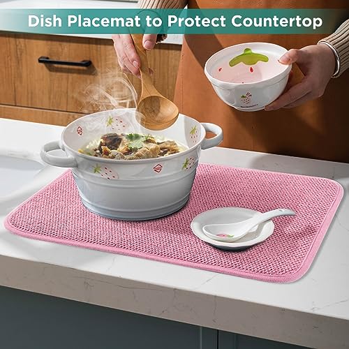 Microfiber Dish Drying Mat (Pink / 15" x 20")