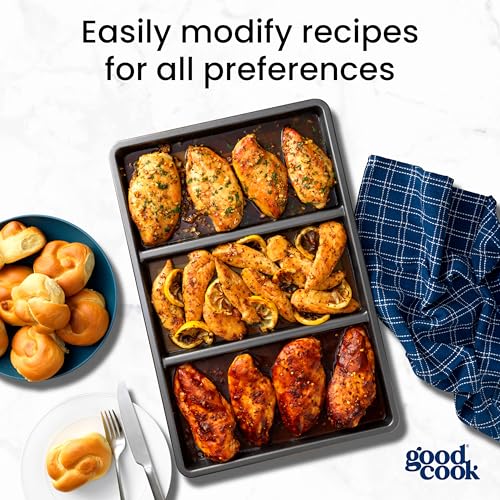 Premium Nonstick Divided Baking Sheet (11 x 17-Inch / Gray)