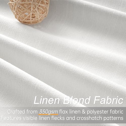 120 Inch Linen Blackout Curtains 2 Panels for Bedroom Living Room Darkening Thermal Insulated 100% Black Out Linen Drapes Large Window Curtains Cream White 52Wx120L Back Tab (Cream White / 52"W x 120"L (Pack of 2))