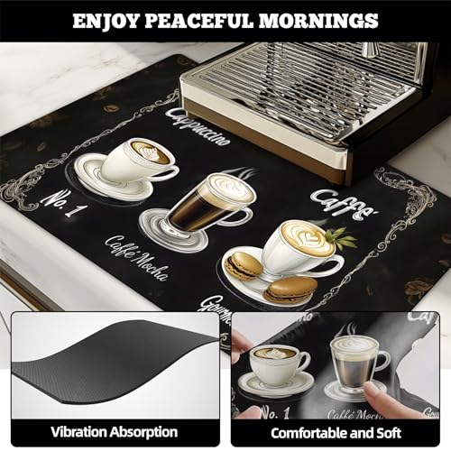 Dish Drying Mat Large Coffee Mat Absorbent Drying Mat for Kitchen Counter Coffee Bar Accessories 32"x 17" (Cafe Menu)