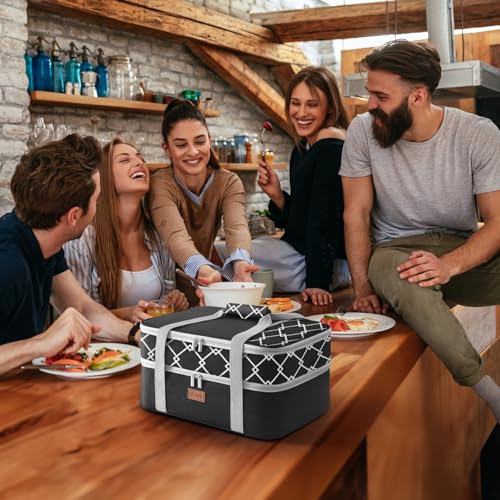Insulated Double Decker Casserole Carrier (Black / 15.7 x 11.4 x 8.3inch)