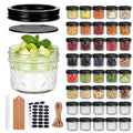 4oz Clear Glass Mini Mason Jars (4oz - Diamond Appearance - Split Black Lid)