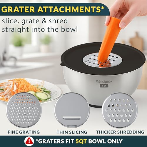 Stainless Steel Mixing Bowls with Lids Set of 5 (Black)