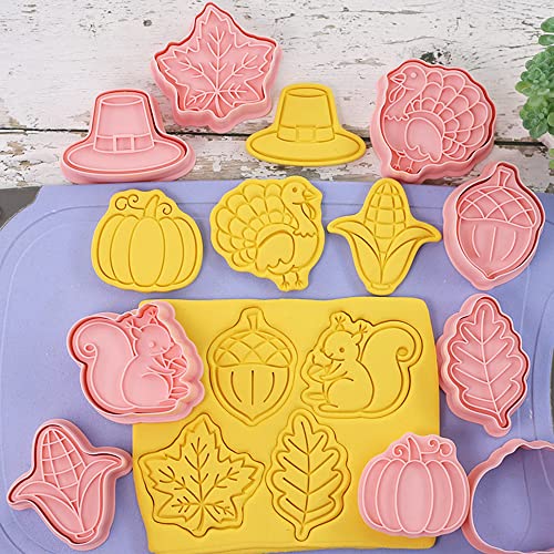 8 Pcs Thanksgiving Cookie Cutters Set 3D Pumpkin (Thanksgiving (8 Pcs))