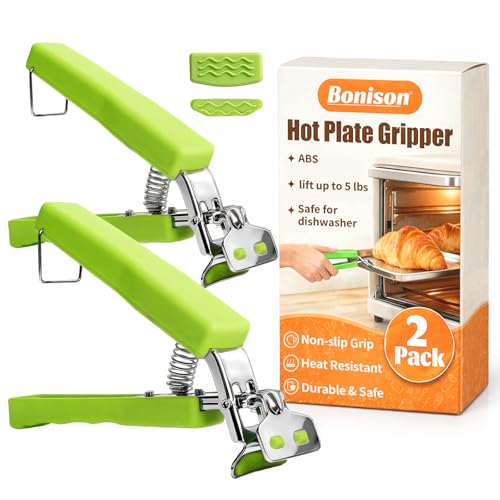 2 Pack Hot Plate Gripper Clips Holder Tongs for Moving Hot Plate Bowls Pizza Pan Air Fryer Microwave Oven with Food Out