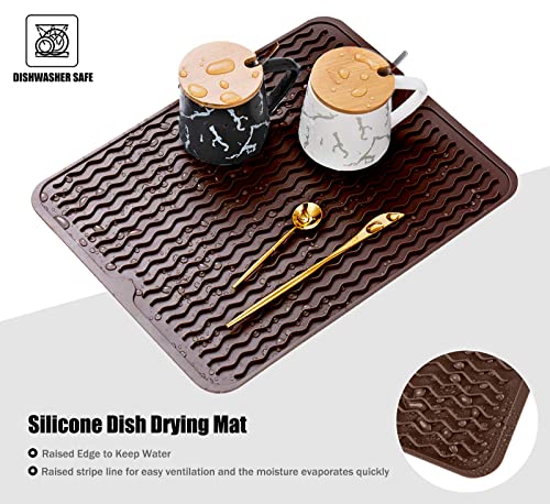 Silicone Dish Drying Mat (Coffee / 18" x 16")