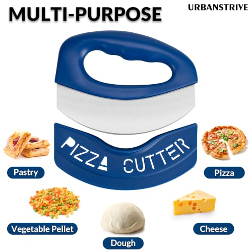 Pizza Cutter with Blade Cover Stainless Steel Upgrade Sharp Blade Dark Blue (Dark Blue)
