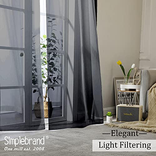 Black Sheer Curtains (Black / 59"W x 63"L (Pack of 2))
