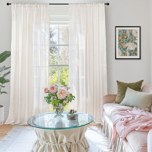 Linen Curtains for Living Room 38X84 Inch Length (Linen / 38"W x 84"L (Pack of 2))