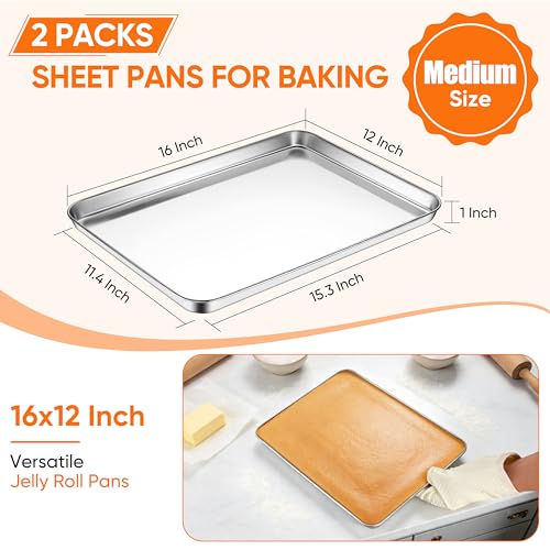Cookie Sheets for Baking (16x12x1 Inch)