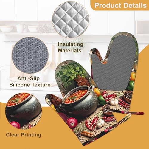 Herbs Spices Seasonings Oven Mitts and Pot Holders Set of 4 (Herbs Spices Seasonings)
