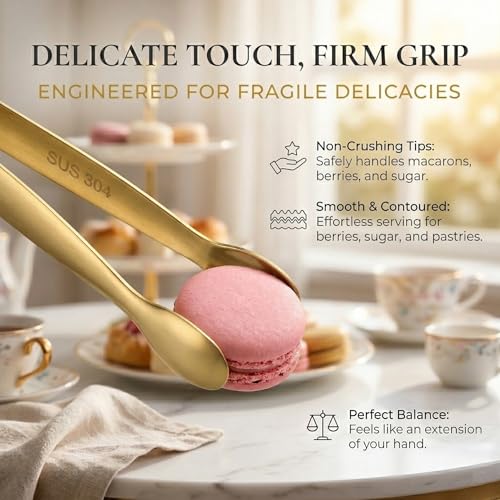 6 Piece Gold Mini Serving Tongs