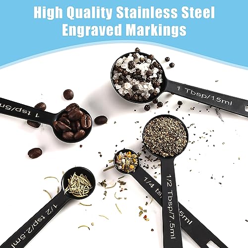 Stainless Steel Measuring Spoons Set of 5 (Black)