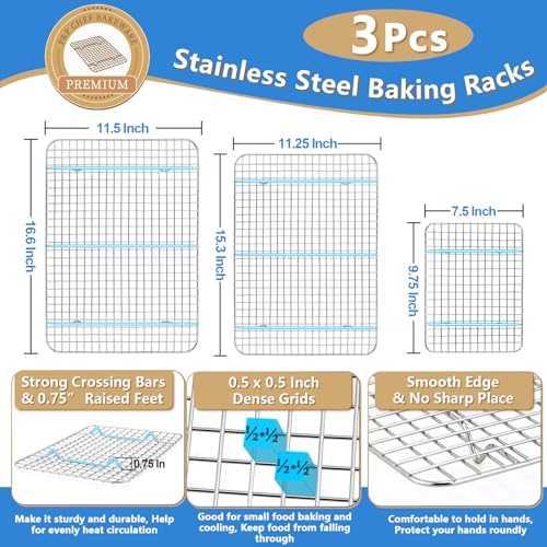 17.5 + 16 + 10.4 Inch Cookie Baking Sheet Pan with Wire Rack (17.5 + 16 + 10.4 Inch)