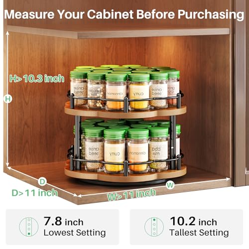 2 Tier Lazy Susan Spice Rack Organizer for Cabinet (Vintage)