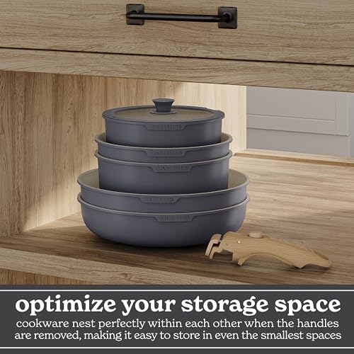 Cookware Set with Removable Handle (Grey/Ivory Wood Handle / Original)
