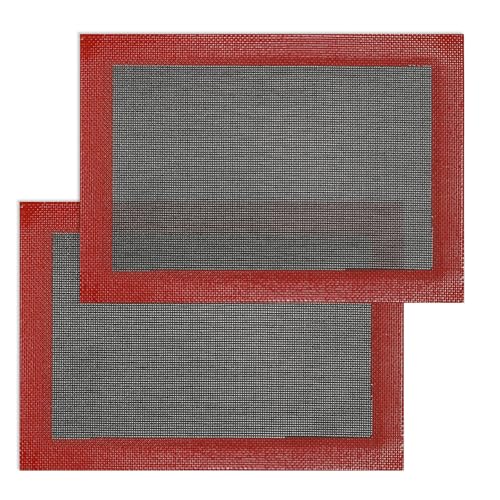 Perforated Silicone Baking Mats for Quarter Sheet (Black Background with Red Trim / (8.25'' x 11.75'') Quarter Sheet)