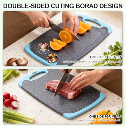Plastic Cutting Boards for Kitchen non BPA (Aqua / Large)