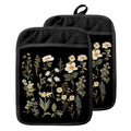 Dark Floral Botanical Pot Holders with Pockets (Wildflower-a)