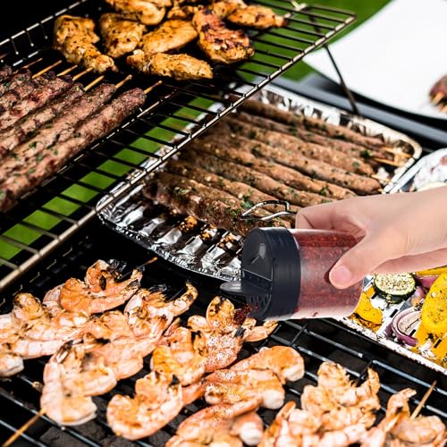 50 Pack 4.7 oz Plastic Spice Jars with Black Cap Empty Clear Plastic Spice Bottle Containers Reusable Seasoning Jars with Shaker Lids for Kitchen Storing and Dispensing Salt Powders (4.7 oz)