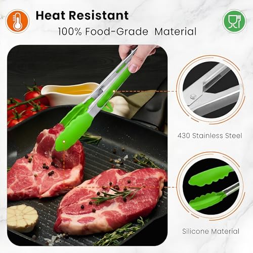 Kitchen Cooking Tongs Set (Green)