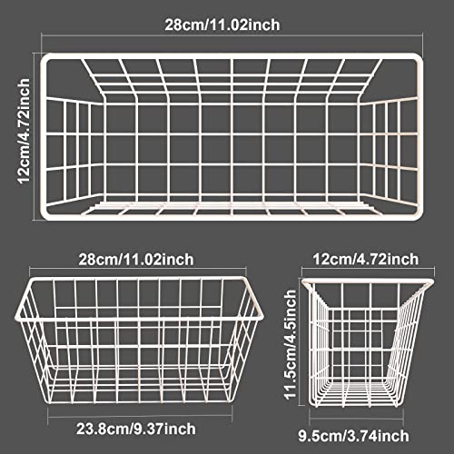 Wall Wire Baskets Adhesive Basket Hanging Kitchen Baskets No Drilling for Cabinet & Pantry Organization and Kitchen (WHITE / 4 PACK)