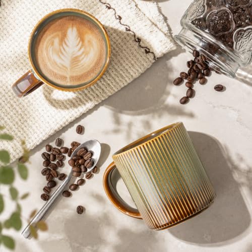Ceramic Coffee Mugs Set of 4 (Sage Umber / 14 OZ (Set of 4))