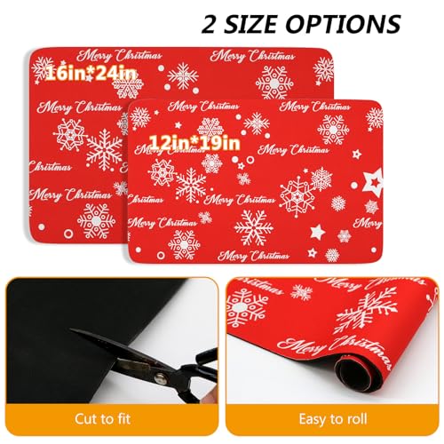 Christmas Red Coffee Mat Dish Drying Mat Hide Stain High Absorbent Drying Mat for Kitchen Easy Clean (Snowflake / 19" x 12")