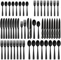 48 Piece Matte Black Silverware Set with Steak Knives