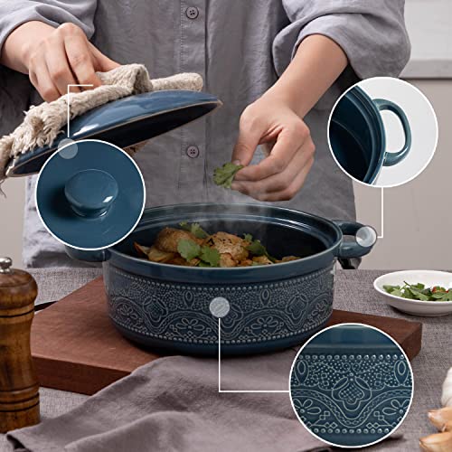 Lace Emboss Casserole Dish with Lid (Grayish Blue)
