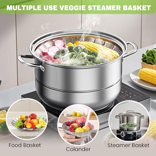 Steamer Basket Stainless Steel Instant Pot Accessories for Food and Vegetable (Medium (6.1" to 10.2"))