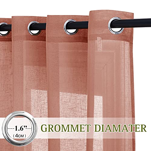 Semi Sheer Linen Curtains (52"W x 84"L (Pack of 2) / Burnt Orange)