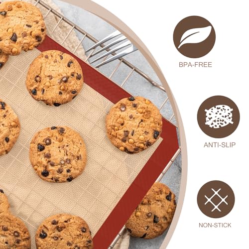 Silicone Baking Mat (Red / 2 Half Sheets & 1 Quarter Sheet)