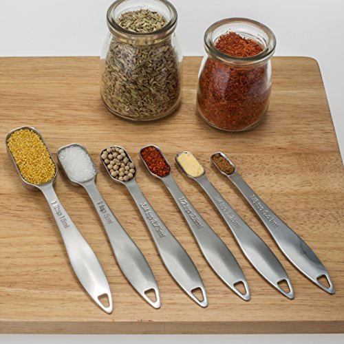 6-Piece 18/8 Stainless Steel Measuring Spoons Set, Silver (6 Piece / Silver)